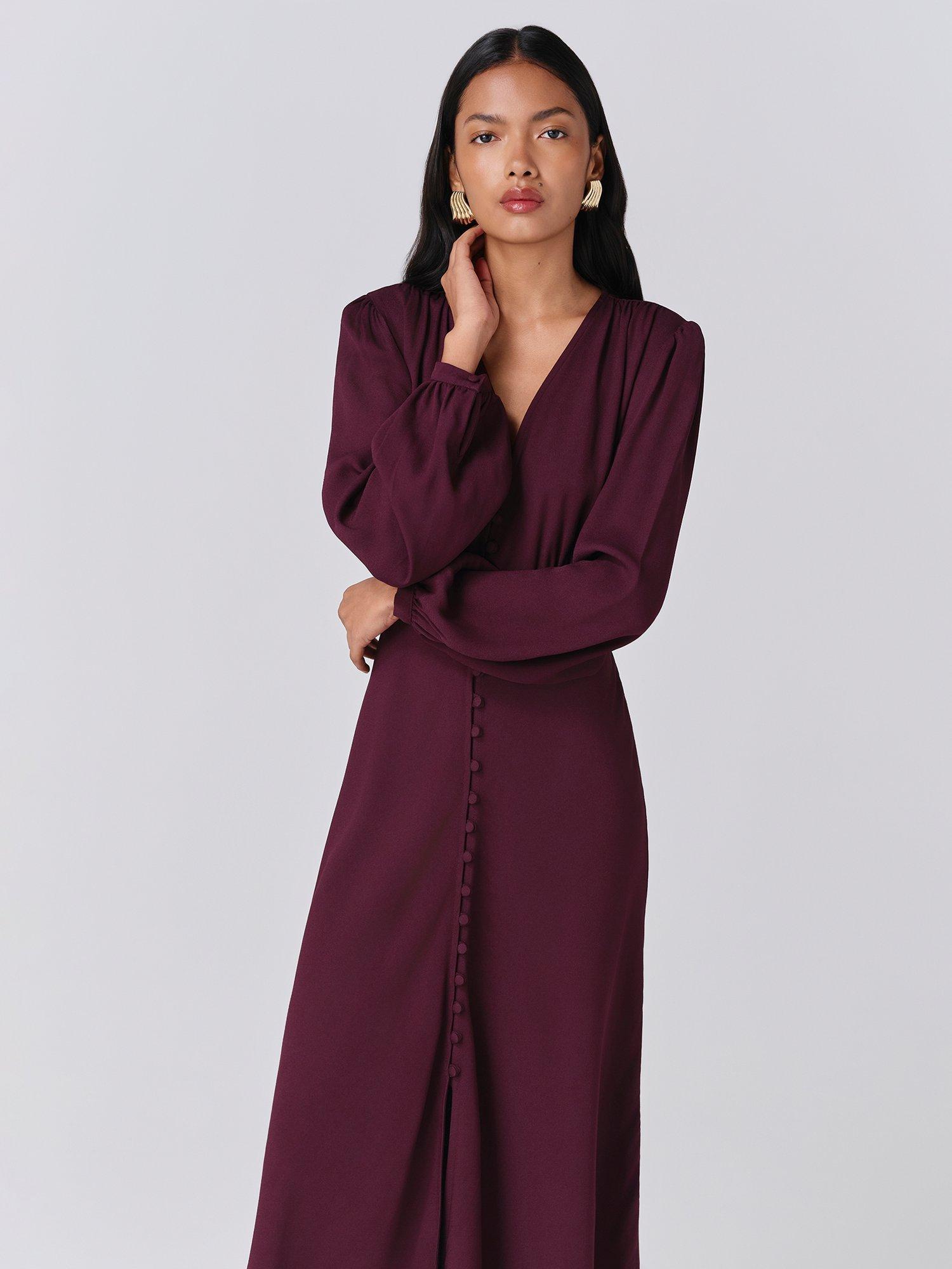 Product image 4 of 5, which shows Ghost Francesca Shirt Midi Dress, Aubergine, XS