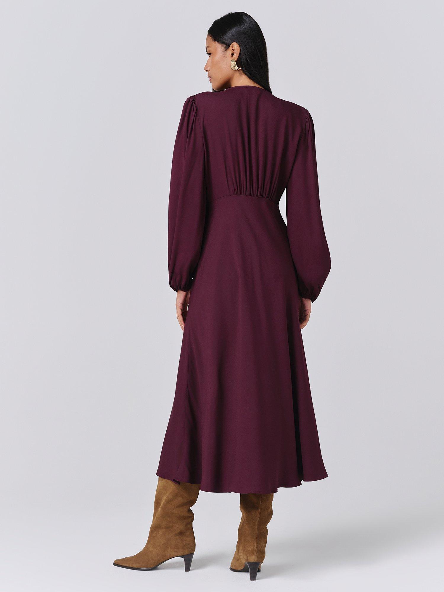Product image 5 of 5, which shows Ghost Francesca Shirt Midi Dress, Aubergine, XS