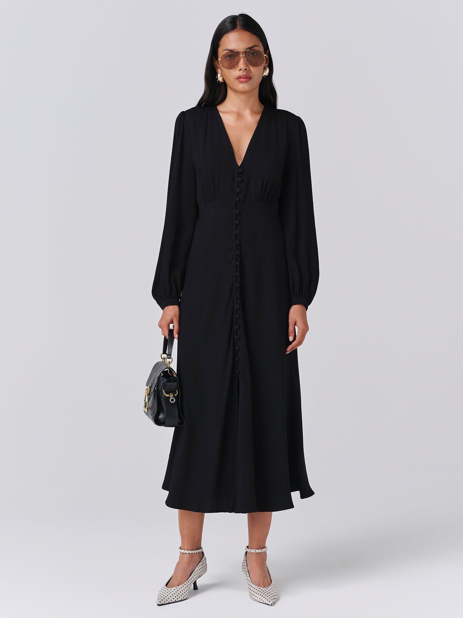 Product image 1 of 5, which shows Ghost Francesca Shirt Midi Dress, Black, XS