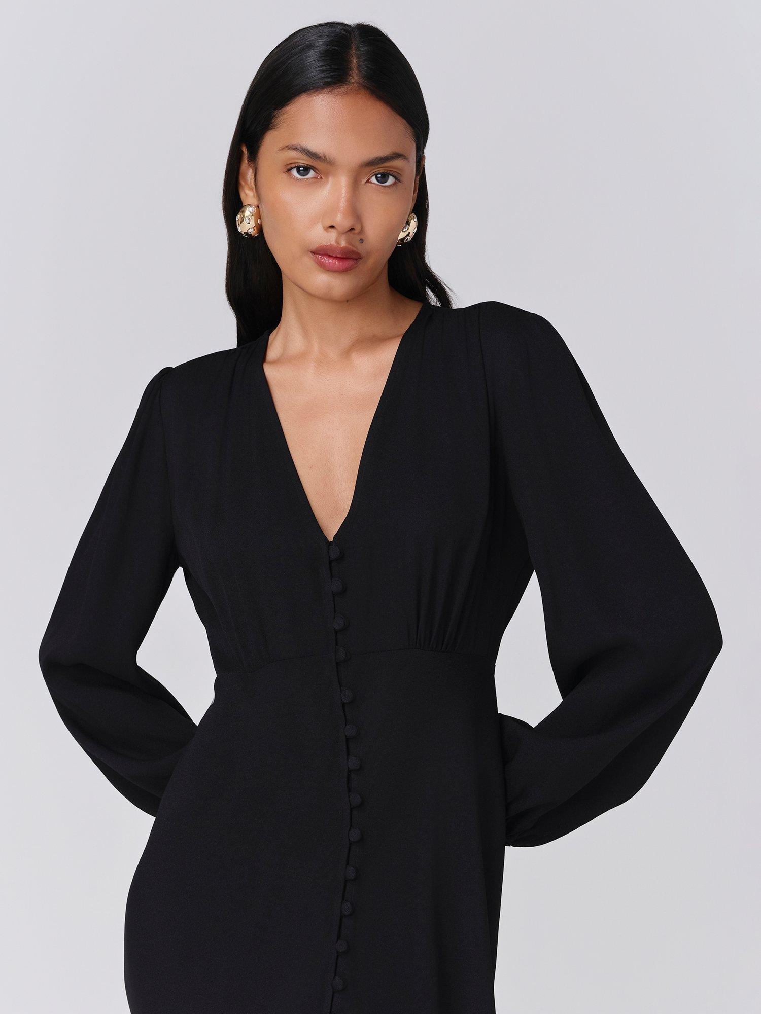 Product image 2 of 5, which shows Ghost Francesca Shirt Midi Dress, Black, XS