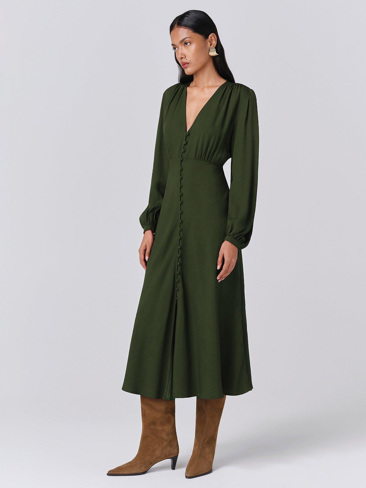 Product image 3 of 11, which shows Ghost Francesca Shirt Midi Dress, Green, M