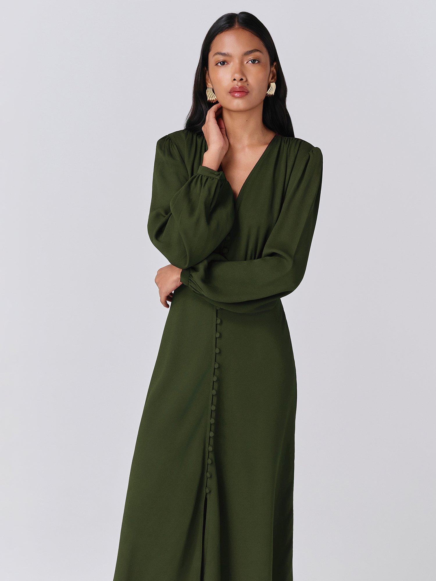 Product image 4 of 11, which shows Ghost Francesca Shirt Midi Dress, Green, M