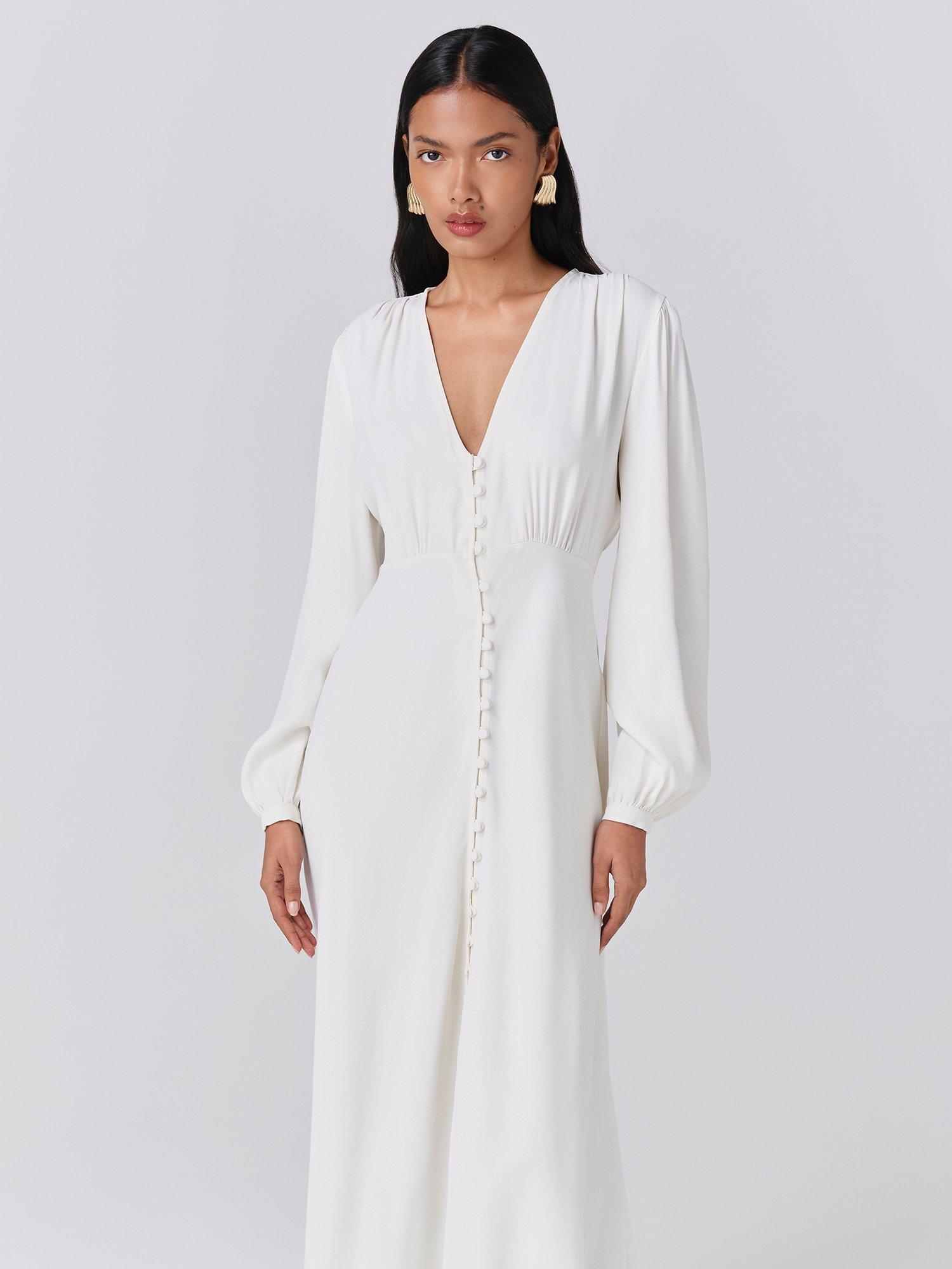 Product image 4 of 5, which shows Ghost Francesca Shirt Midi Dress, Ivory, XS