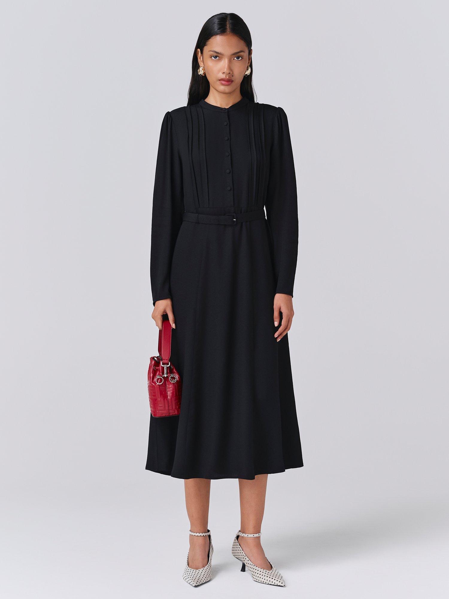 Product image 1 of 5, which shows Ghost Freya Shirt Midi Dress, Black, XS