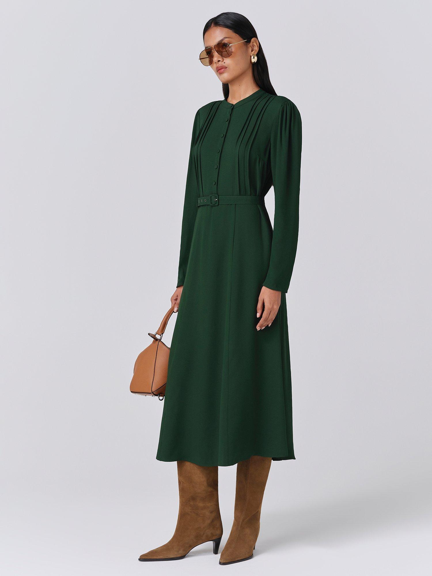 Product image 3 of 5, which shows Ghost Freya Shirt Midi Dress, Green, XS