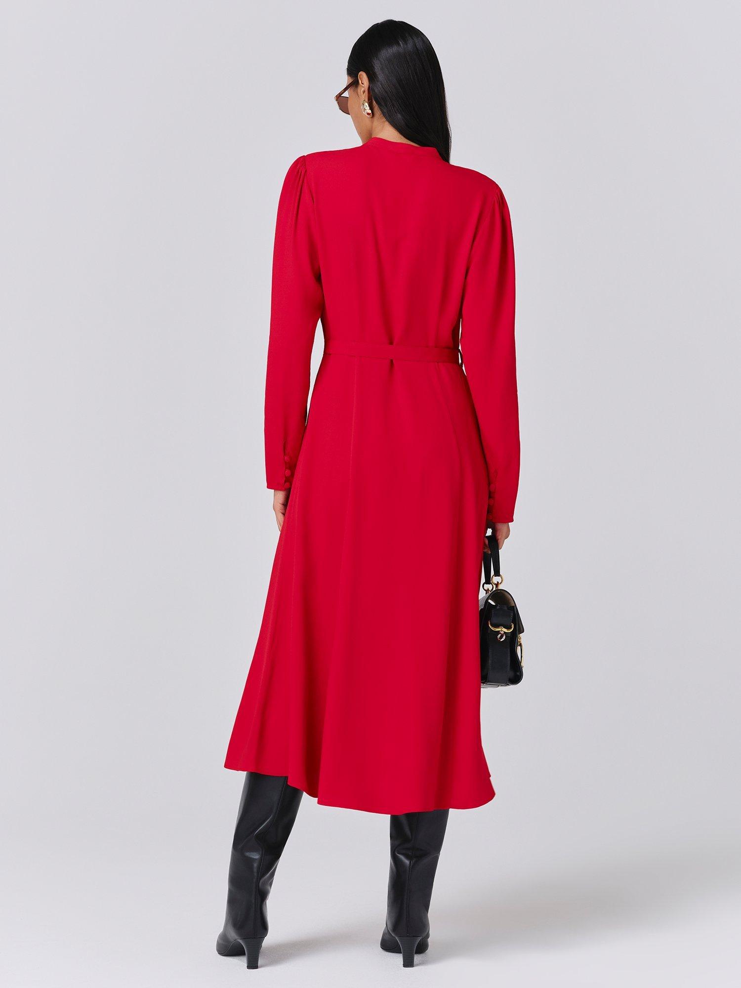 Product image 5 of 5, which shows Ghost Freya Shirt Midi Dress, Red, XS