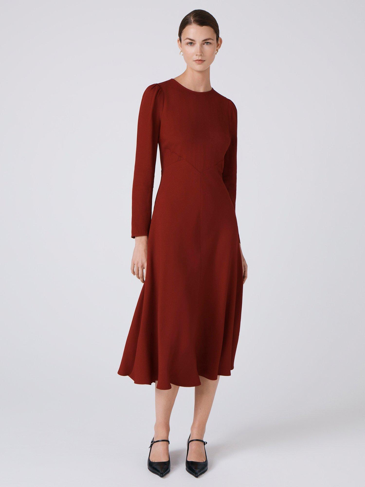 Product image 2 of 4, which shows Ghost Kiara A Line Midi Dress, Berry, XS
