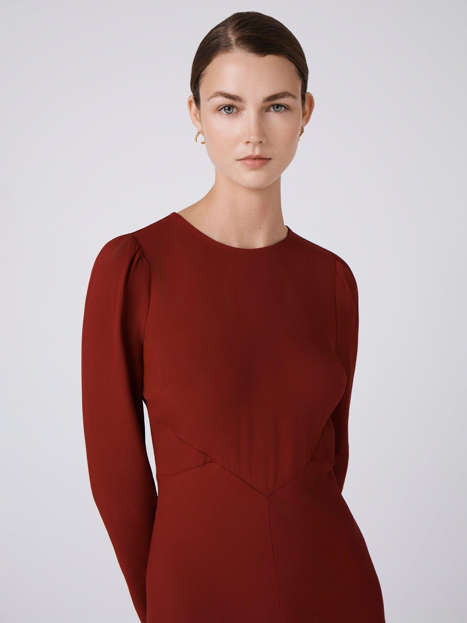 Product image 3 of 4, which shows Ghost Kiara A Line Midi Dress, Berry, XS