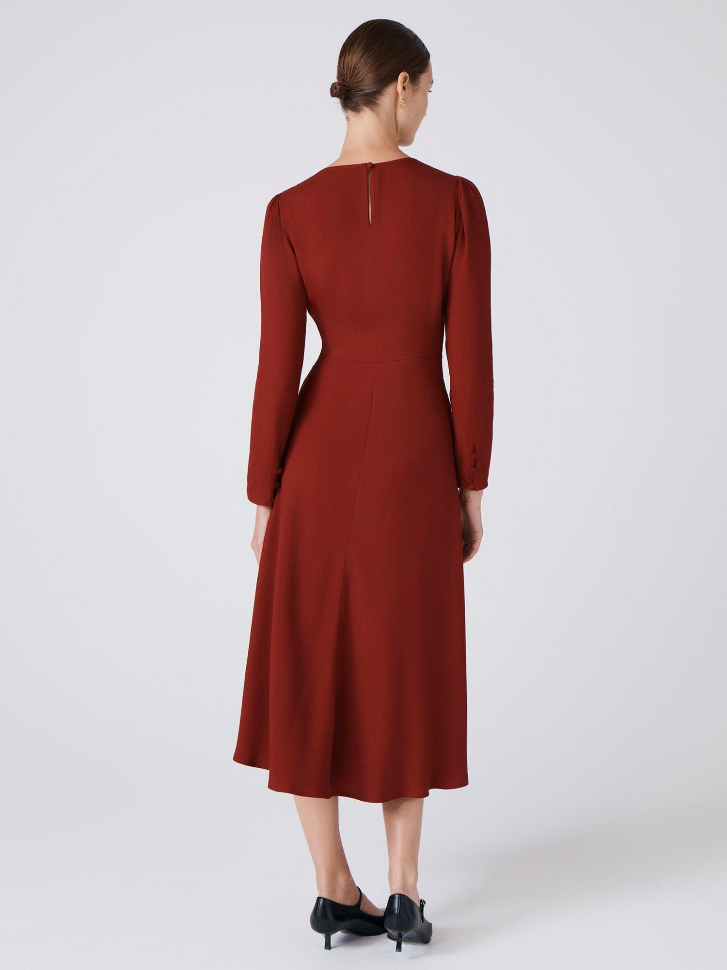 Product image 4 of 4, which shows Ghost Kiara A Line Midi Dress, Berry, XS