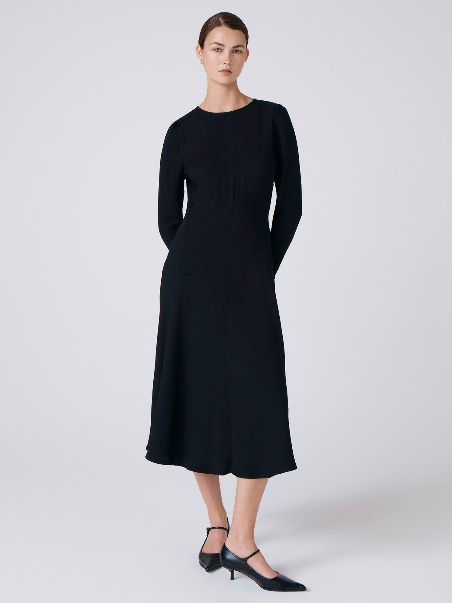 Product image 1 of 6, which shows Ghost Kiara A Line Midi Dress, Black, XS