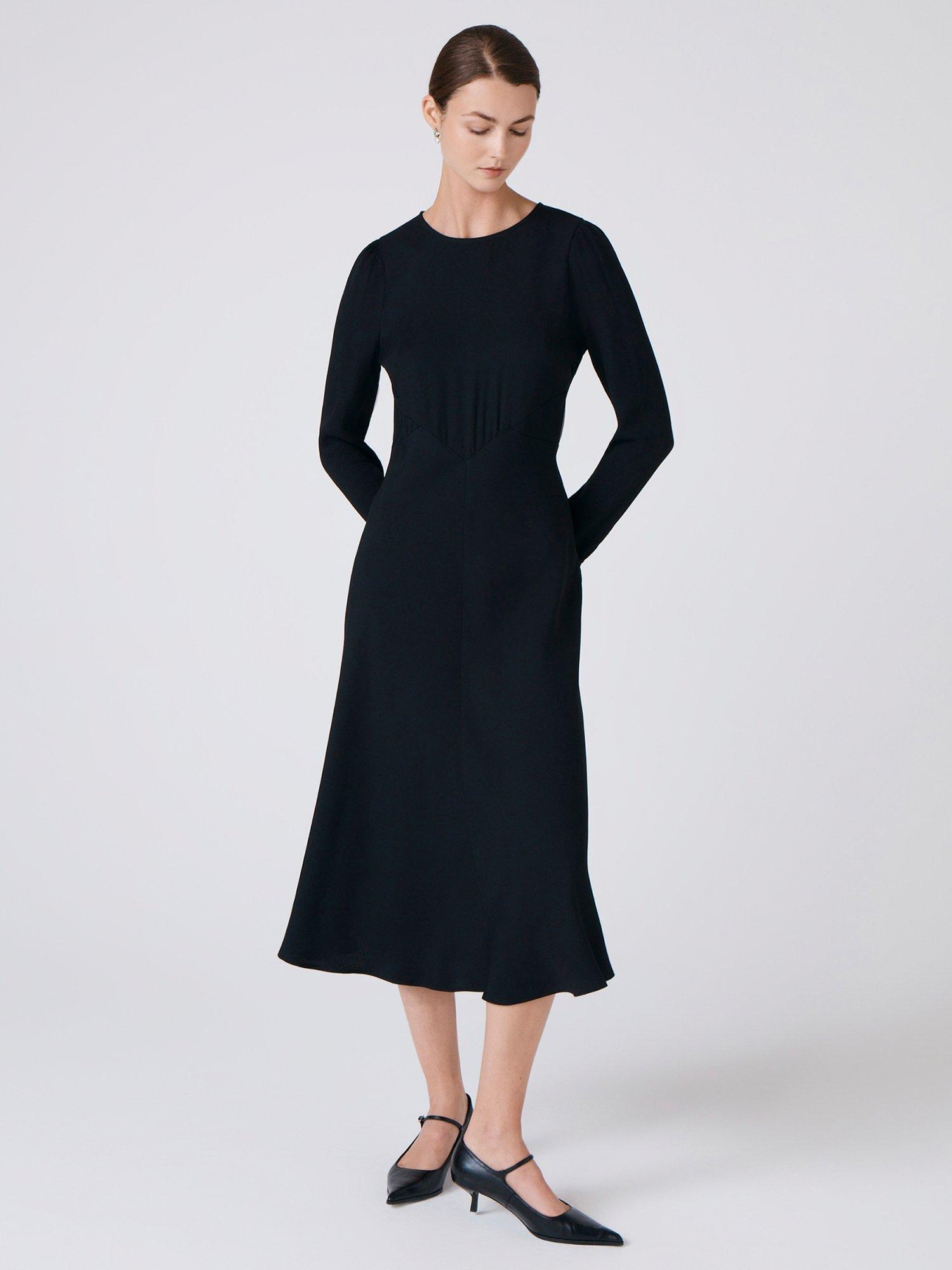 Product image 4 of 6, which shows Ghost Kiara A Line Midi Dress, Black, XS