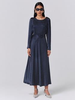 Ghost Sophia Polka Dot Maxi Dress, Navy/White, Navy/White