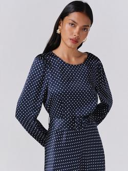 Ghost Sophia Polka Dot Maxi Dress, Navy/White - view 2, Navy/White