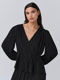 Ghost Ada Gathered Sleeve Blouse, Black, Black