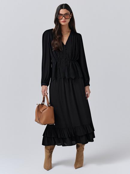 Ghost Ada Gathered Sleeve Blouse, Black - view 2, Black
