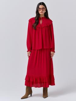 Ghost Talia Frill Blouse, Red