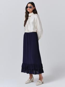 Ghost Scarlett A-Line Crepe Midi Skirt - view 2, Navy