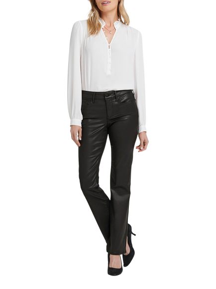 NYDJ Marilyn Coated Straight Jeans, Black