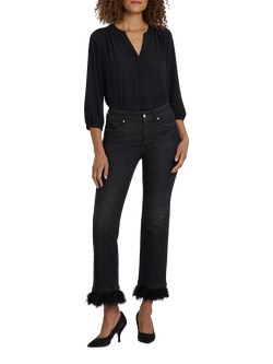 NYDJ Marilyn Straight Ruffle Hem Jeans, French Nightfall, French Nightfall