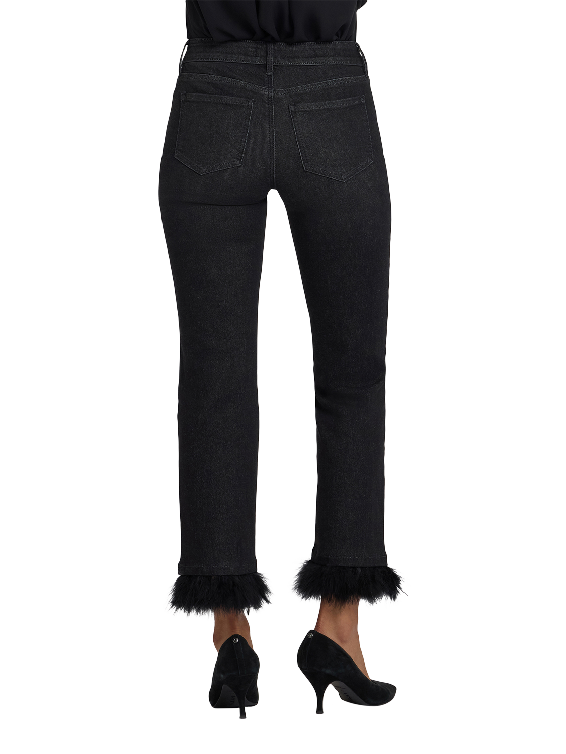 Product image 2 of 6, which shows NYDJ Marilyn Straight Ruffle Hem Jeans, French Nightfall, 4