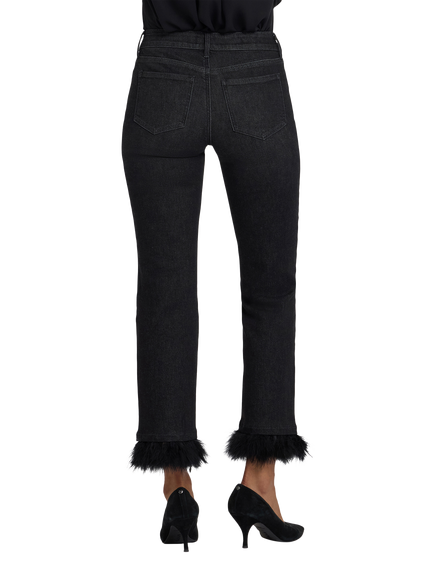 NYDJ Marilyn Straight Ruffle Hem Jeans, French Nightfall - view 2, French Nightfall