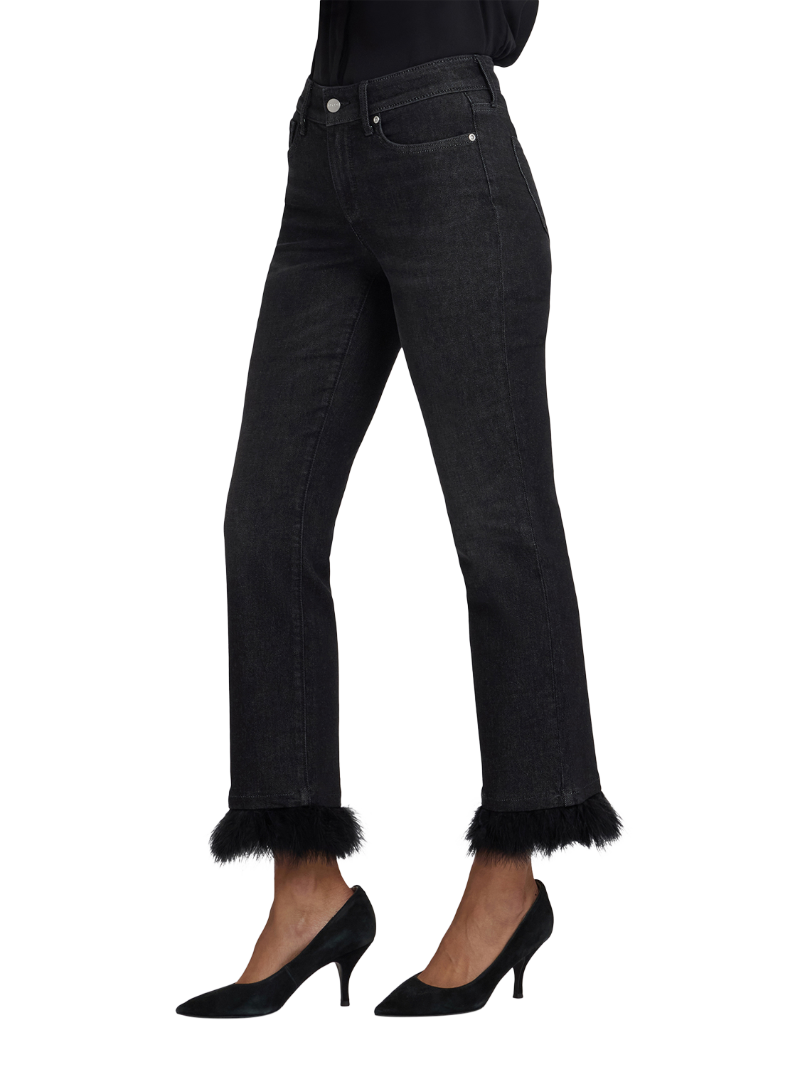 Product image 3 of 6, which shows NYDJ Marilyn Straight Ruffle Hem Jeans, French Nightfall, 4