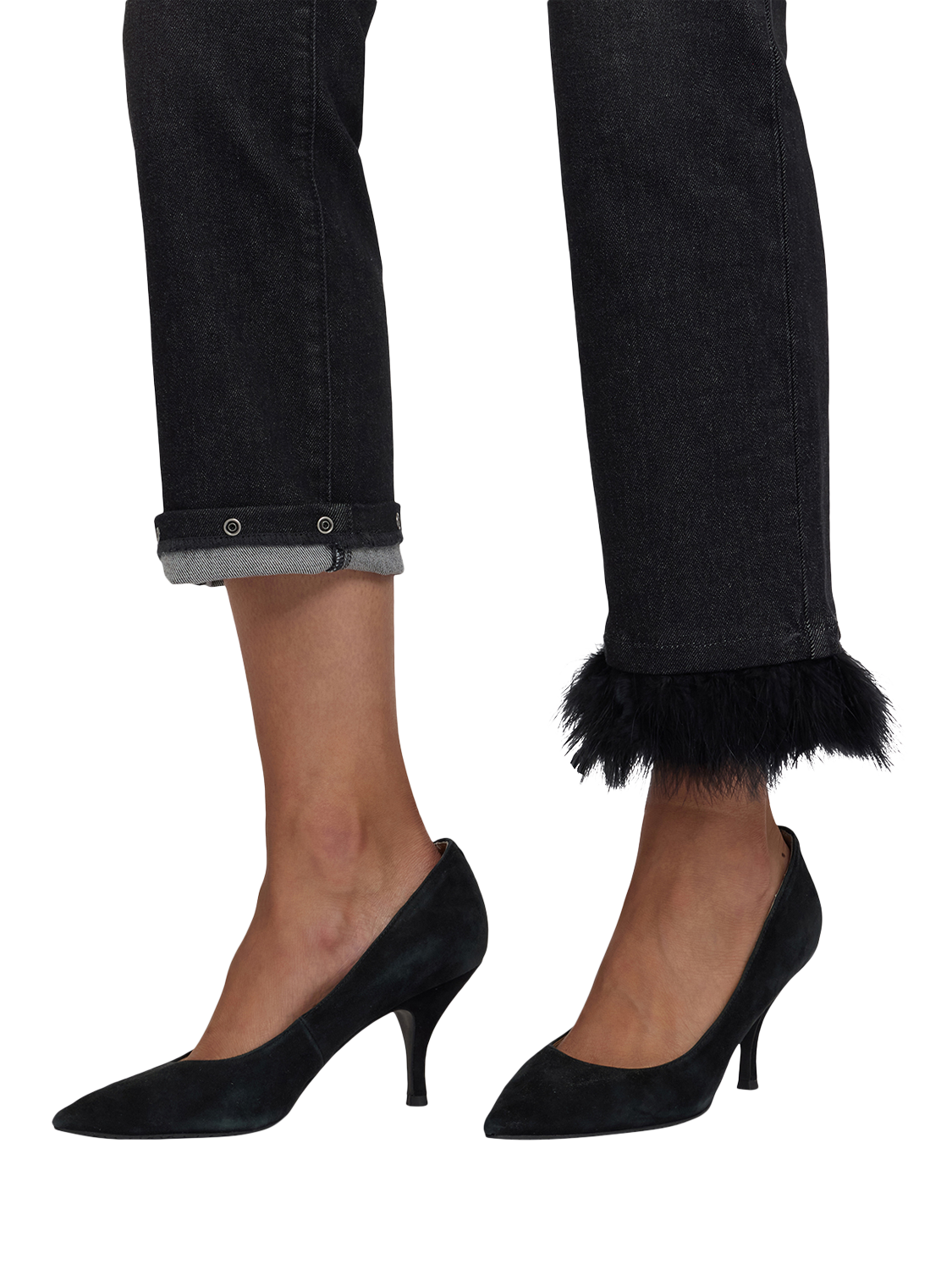 Product image 6 of 6, which shows NYDJ Marilyn Straight Ruffle Hem Jeans, French Nightfall, 4