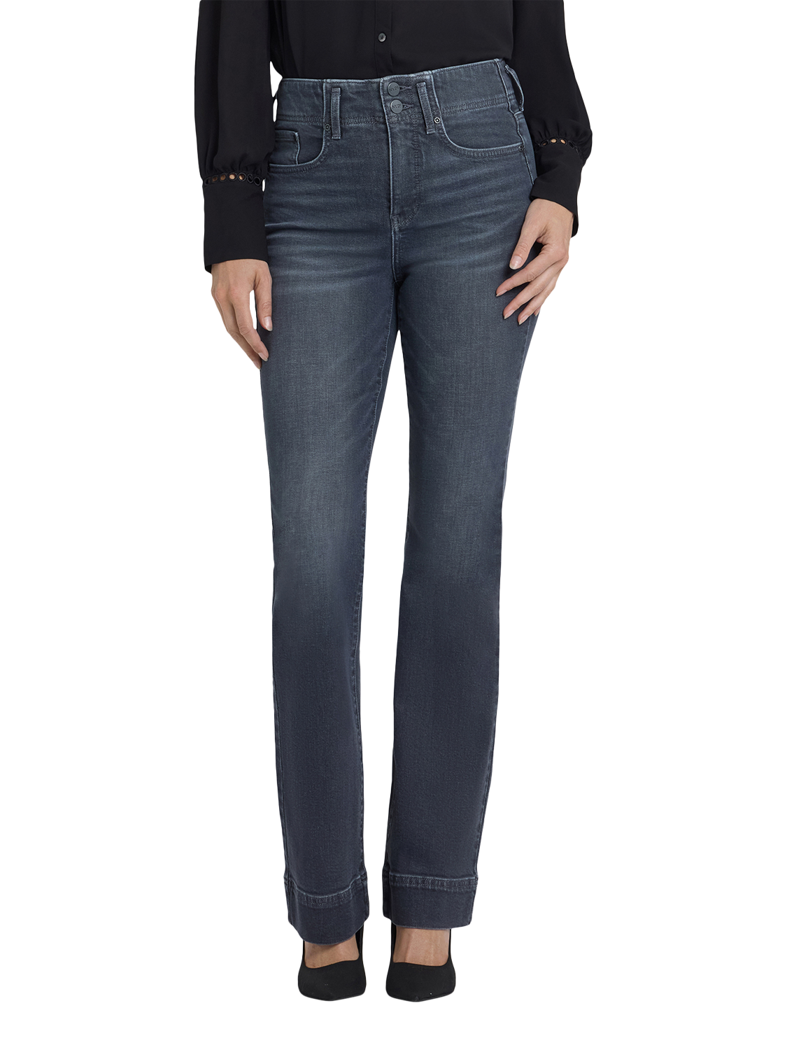 Product image 4 of 5, which shows NYDJ Barbara High Rise Bootcut Jeans, Graphite Hill, 4
