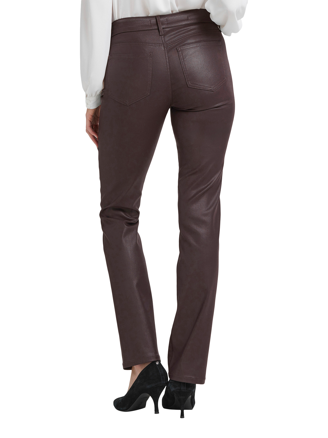 Product image 2 of 6, which shows NYDJ Marilyn Coated Straight Jeans, Cordovan, 4