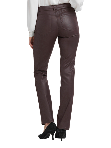 NYDJ Marilyn Coated Straight Jeans - view 2, Cordovan