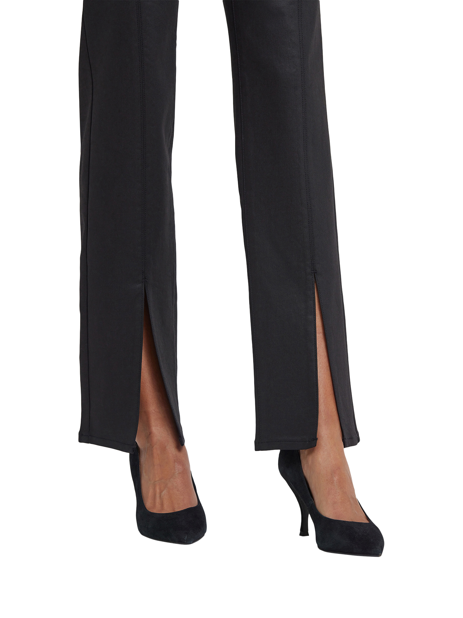 Product image 5 of 5, which shows NYDJ Marilyn Coated Front Slit Straight Jeans, Black, 4
