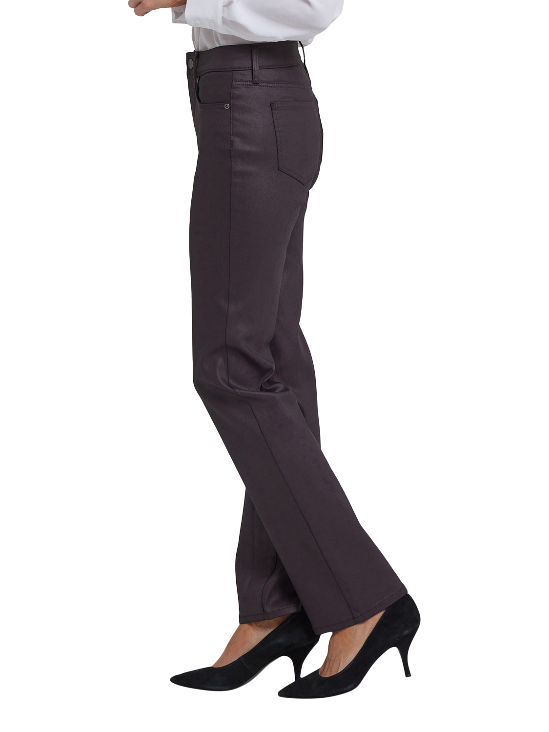 Product image 3 of 5, which shows NYDJ Marilyn Coated Straight Jeans, Fig, 4