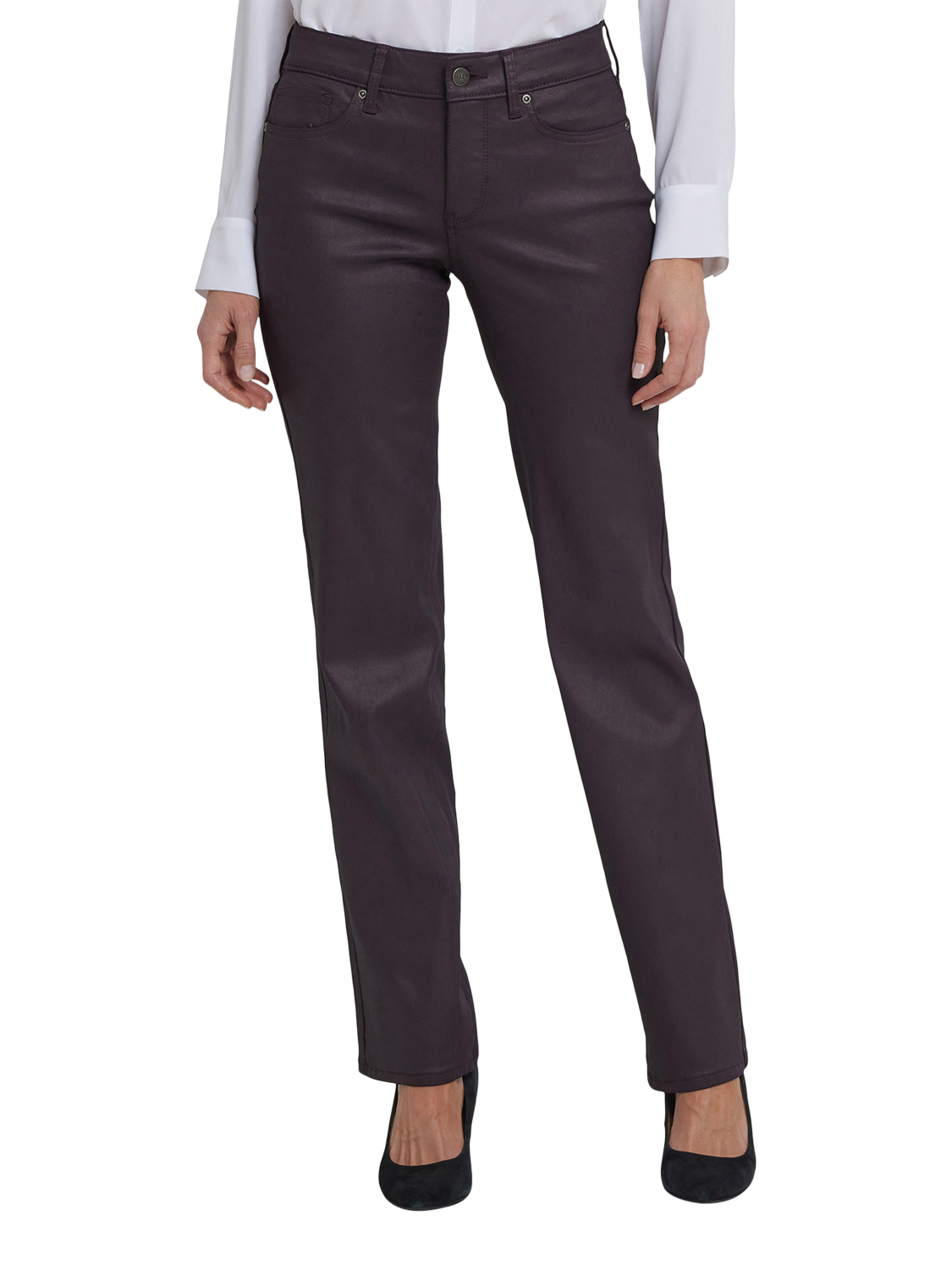 Product image 4 of 5, which shows NYDJ Marilyn Coated Straight Jeans, Fig, 4