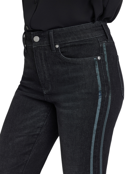 NYDJ Marilyn Sequin Stripe Straight Jeans, French Nightfall - view 2, French Nightfall