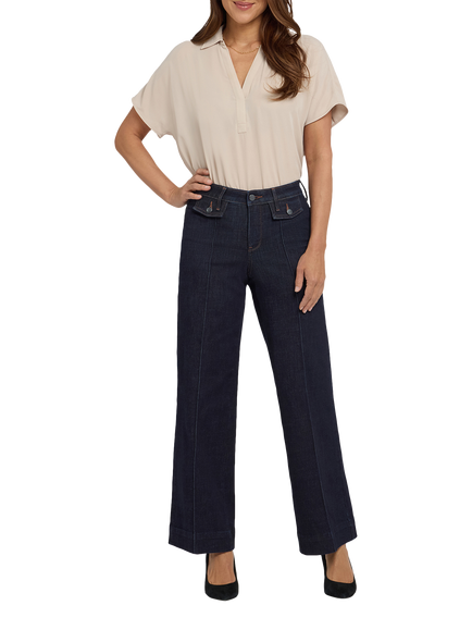 NYDJ Teresa Wide Leg Jeans With Button Flaps & Centre Leg Seams, Magical, Magical