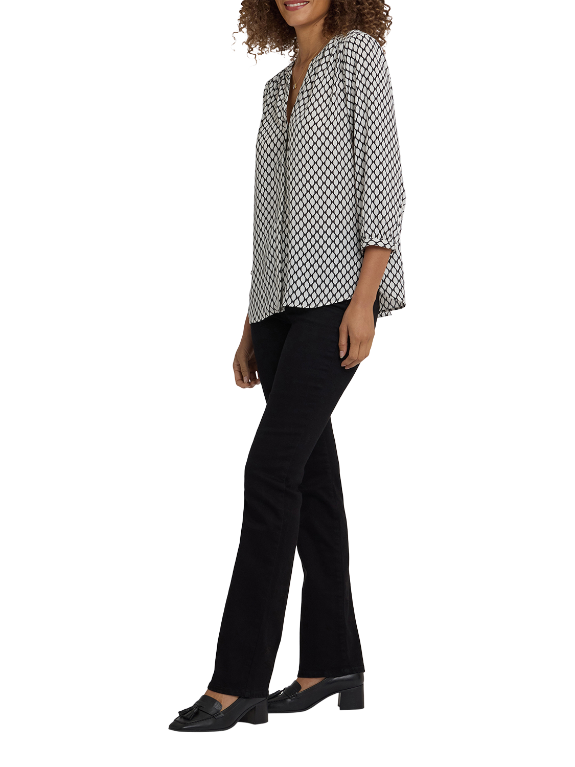 Product image 3 of 5, which shows NYDJ Pintuck Blouse, Gervais Geo, XS