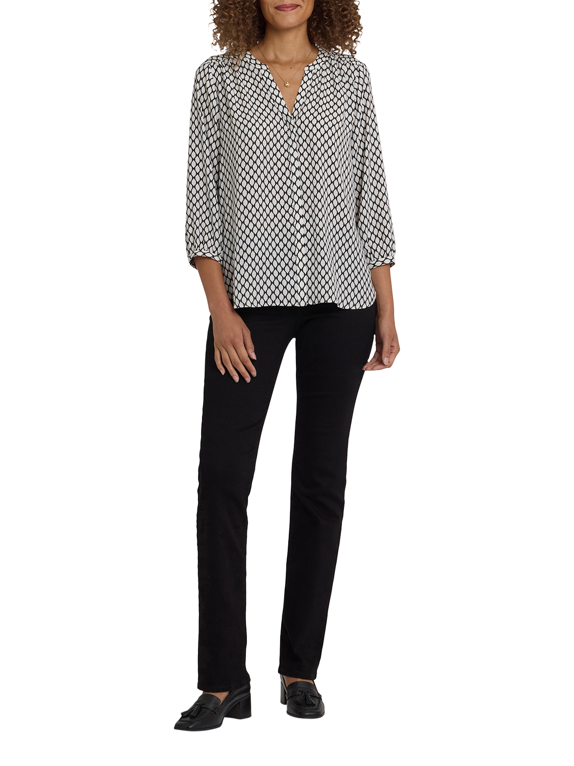 Product image 4 of 5, which shows NYDJ Pintuck Blouse, Gervais Geo, XS