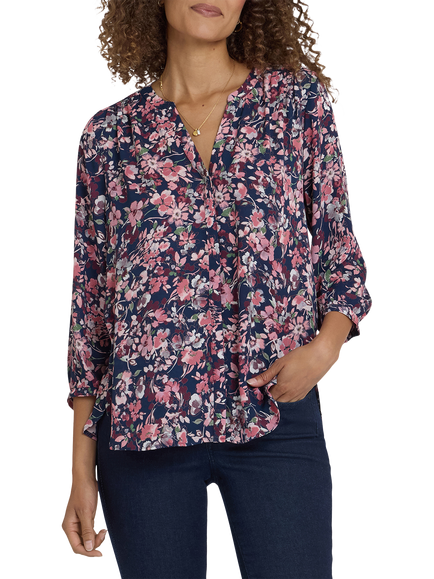 NYDJ Pintuck Blouse, Rosetta Blooms
