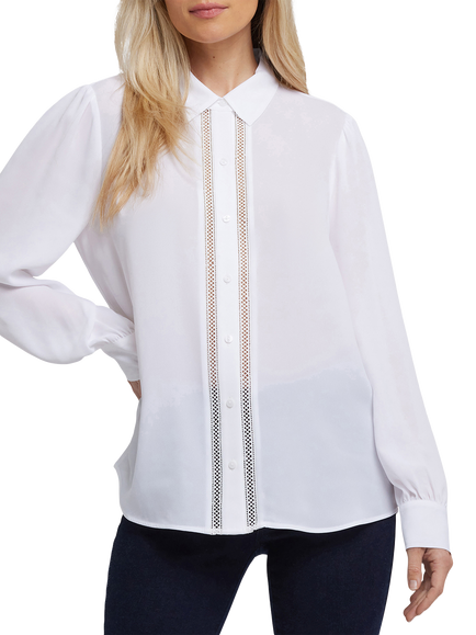 NYDJ Tiffany Georgette Shirt, Optic White, Optic White