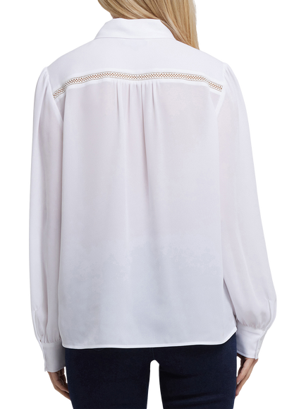 NYDJ Tiffany Georgette Shirt, Optic White - view 2, Optic White