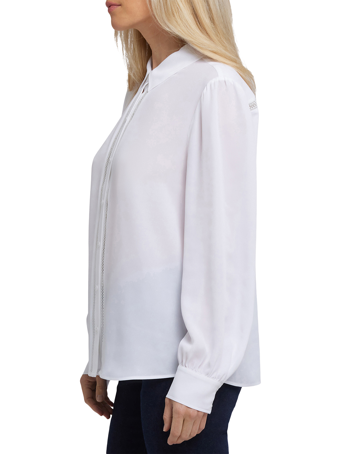 Product image 3 of 5, which shows NYDJ Tiffany Georgette Shirt, Optic White, XS