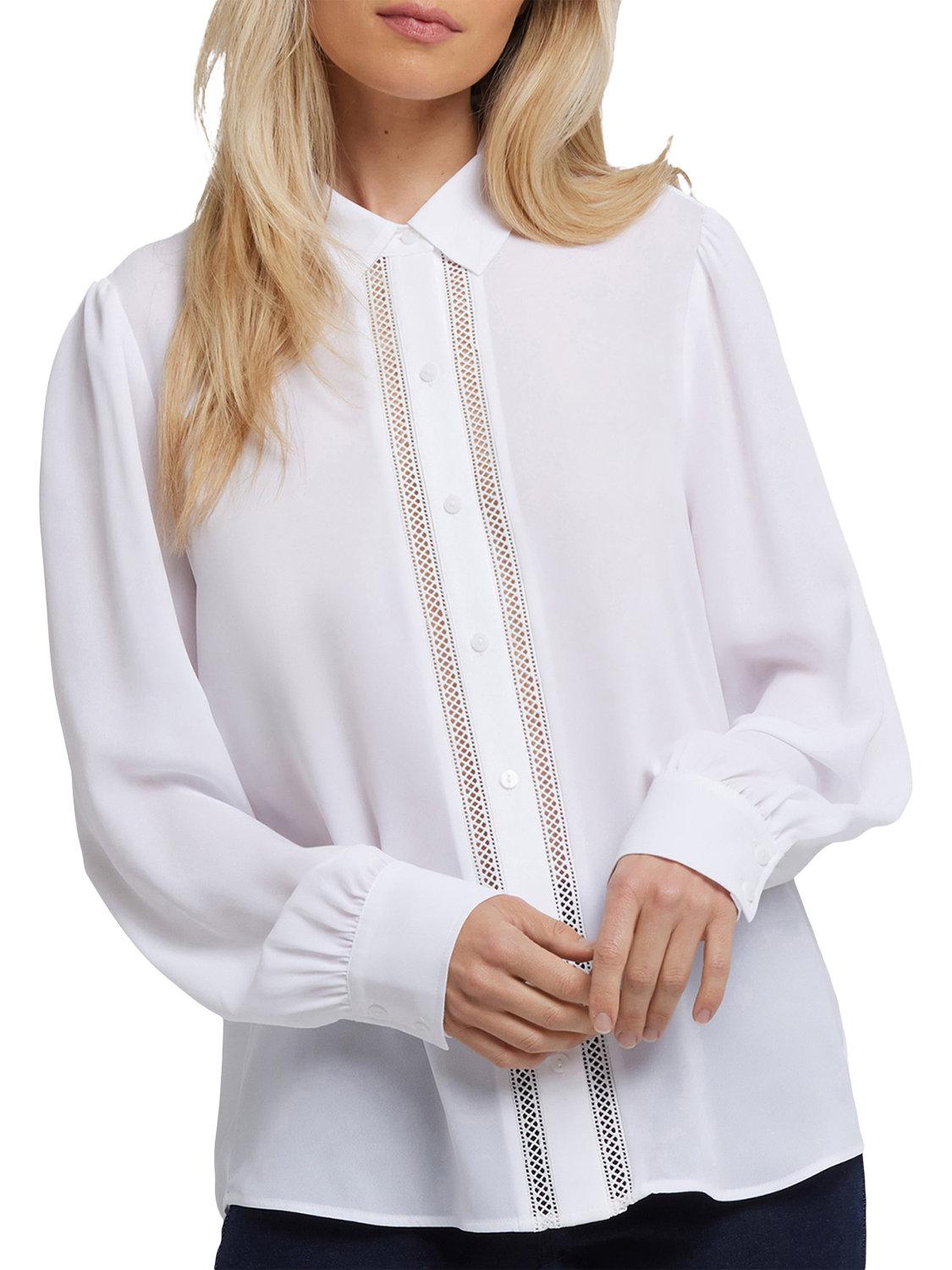 Product image 4 of 5, which shows NYDJ Tiffany Georgette Shirt, Optic White, XS