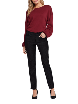 NYDJ Sheri Slim Faux Suede Trousers, Black