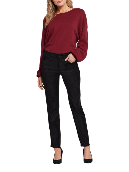 NYDJ Sheri Slim Faux Suede Trousers, Black