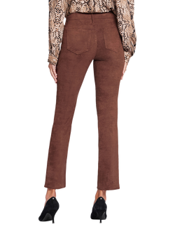NYDJ Sheri Slim Faux Suede Trousers - view 2, Dark Chocolate