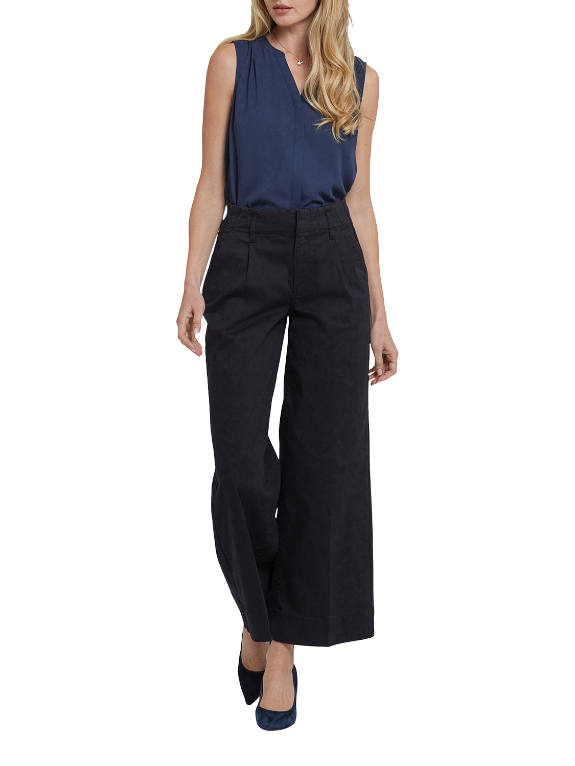 Product image 1 of 6, which shows NYDJ Mona Wide Leg Trouser Jeans, Black, 4