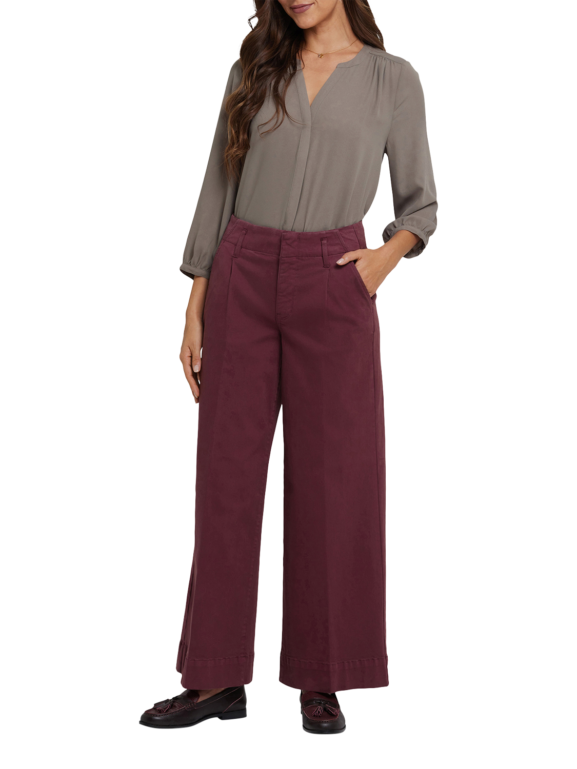 Product image 1 of 6, which shows NYDJ Mona Wide Leg Trouser Jeans, Sienna Red, 4