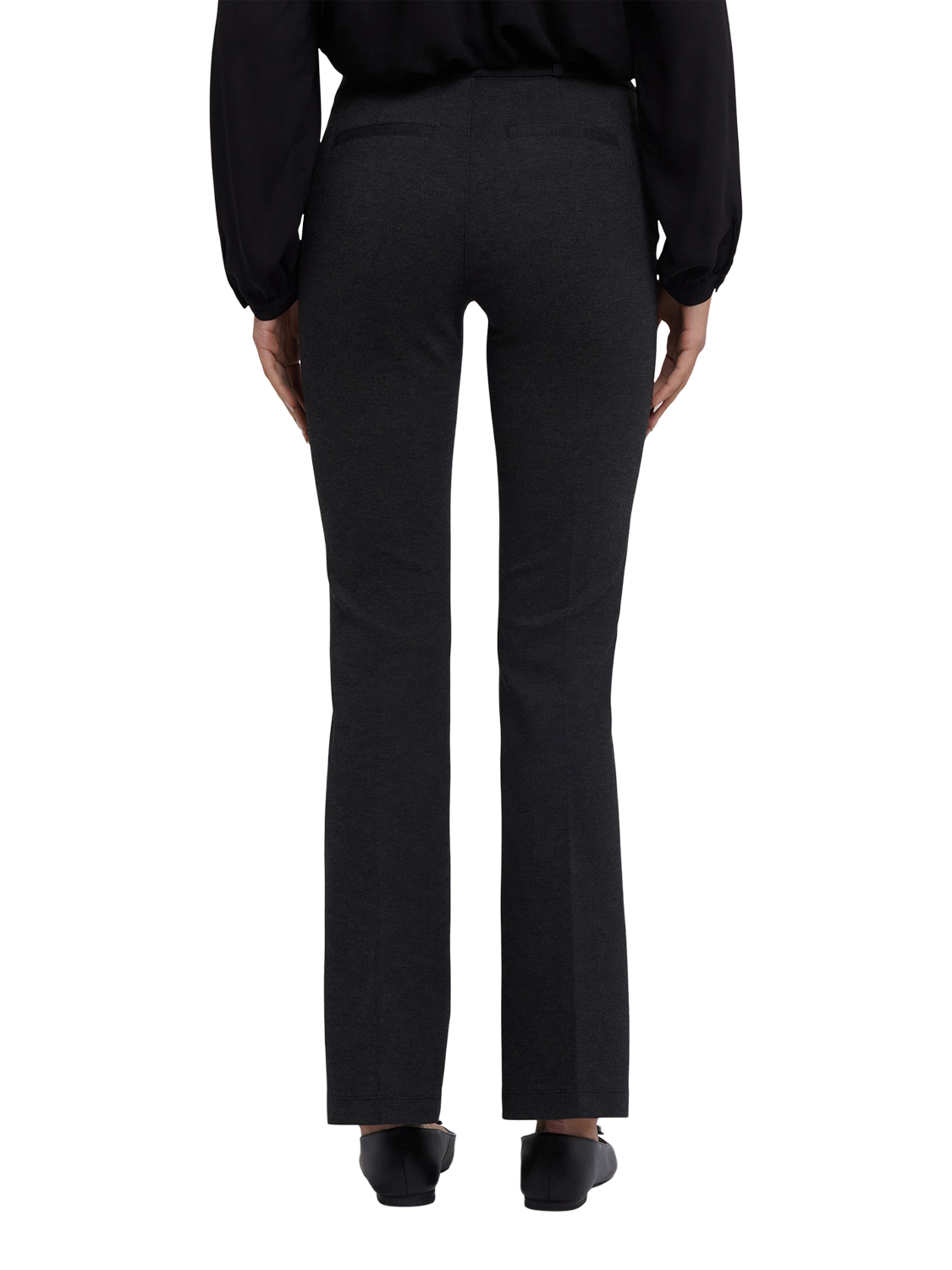 Product image 2 of 5, which shows NYDJ Pull-On Flared Trousers Sculpt-Her™ Collection, Charcoal Heather, XS