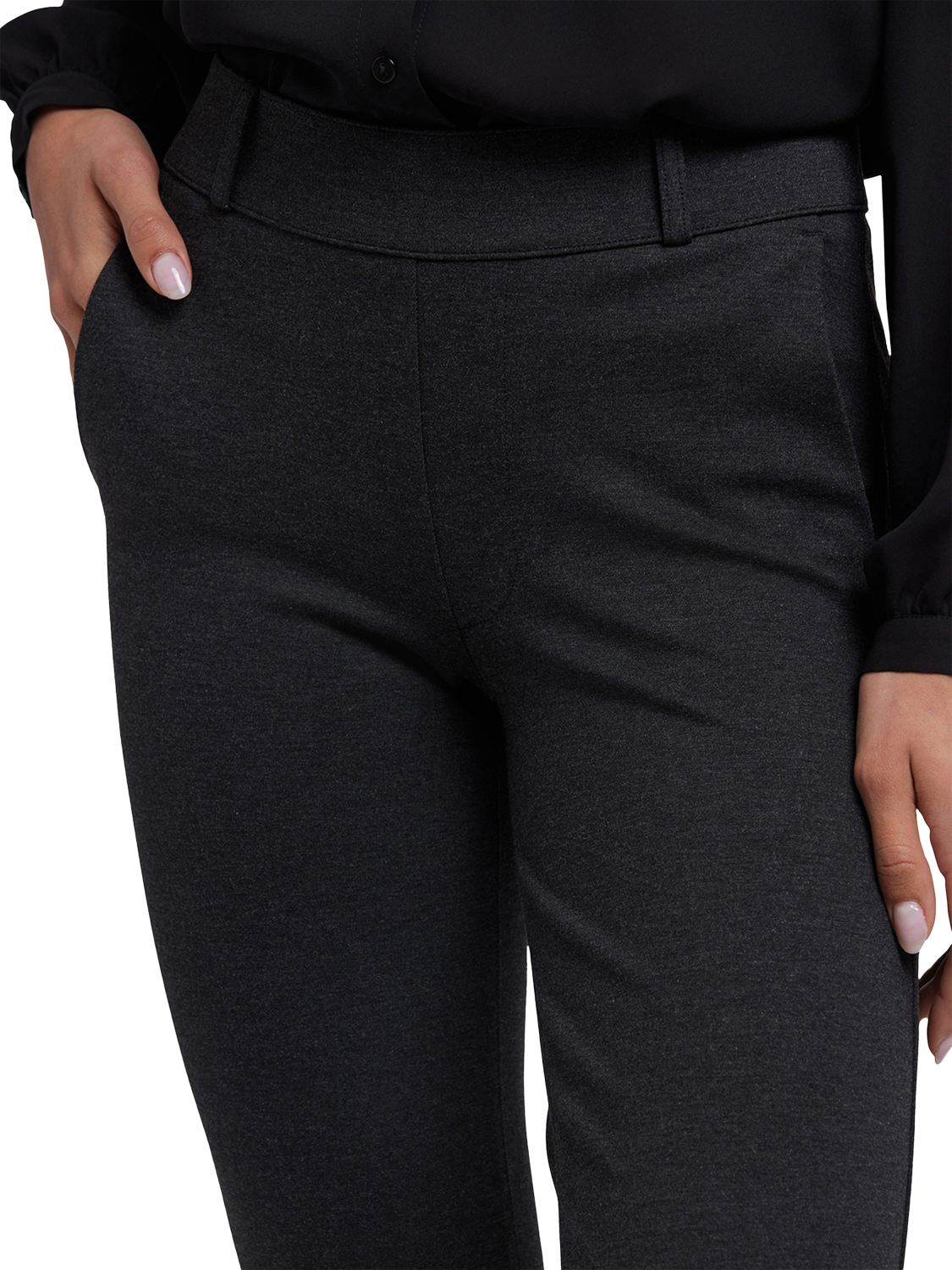 Product image 5 of 5, which shows NYDJ Pull-On Flared Trousers Sculpt-Her™ Collection, Charcoal Heather, XS