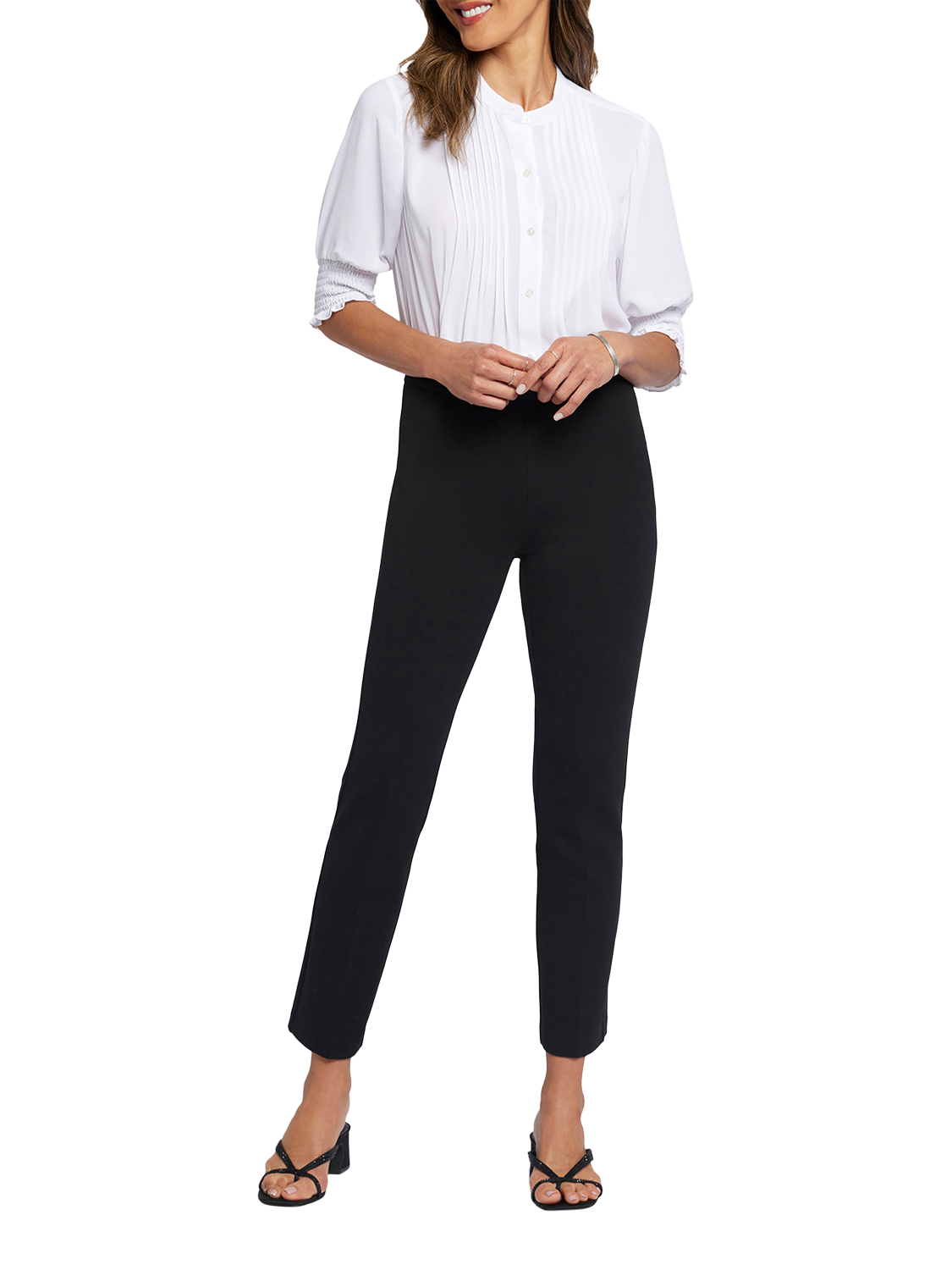 Product image 4 of 6, which shows NYDJ Pull On Slim Ankle Trousers, Black, XS